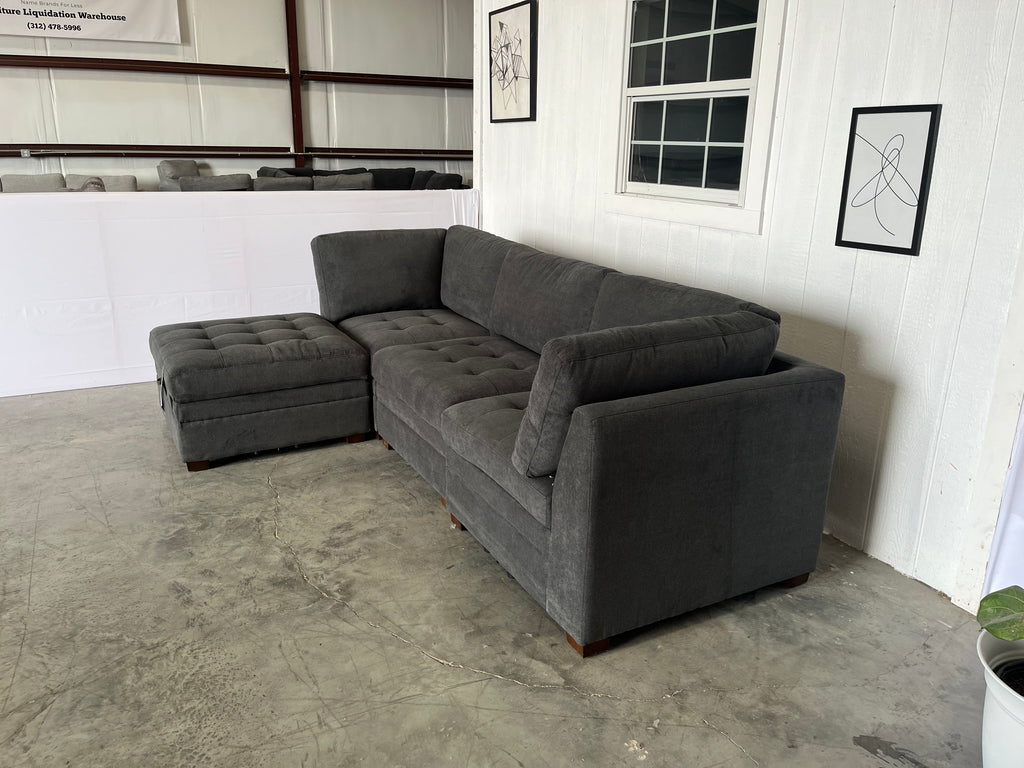 NEW OUT OF BOX - Gray Modular Sectional with Storage Ottoman