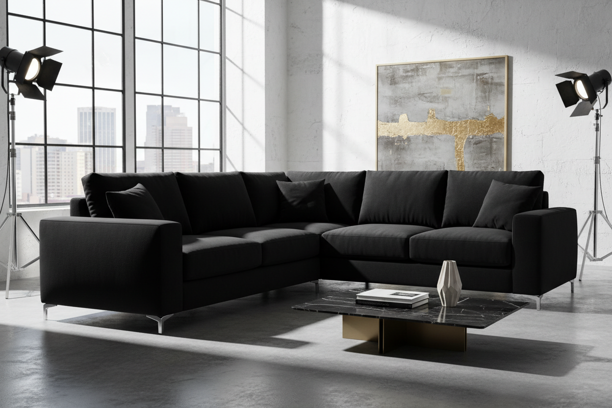 Black luxury sectional couch